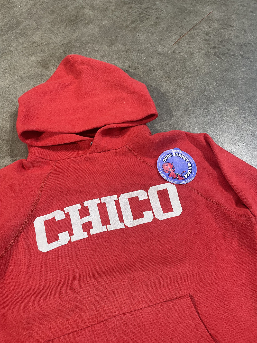 Vintage 70s Red Raglan CHICO Hoodie Artex M 19x21